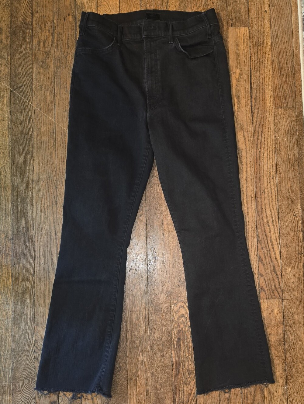 Mother The Hustler Ankle Fray Jeans Not Guilty Black Wash Size 29